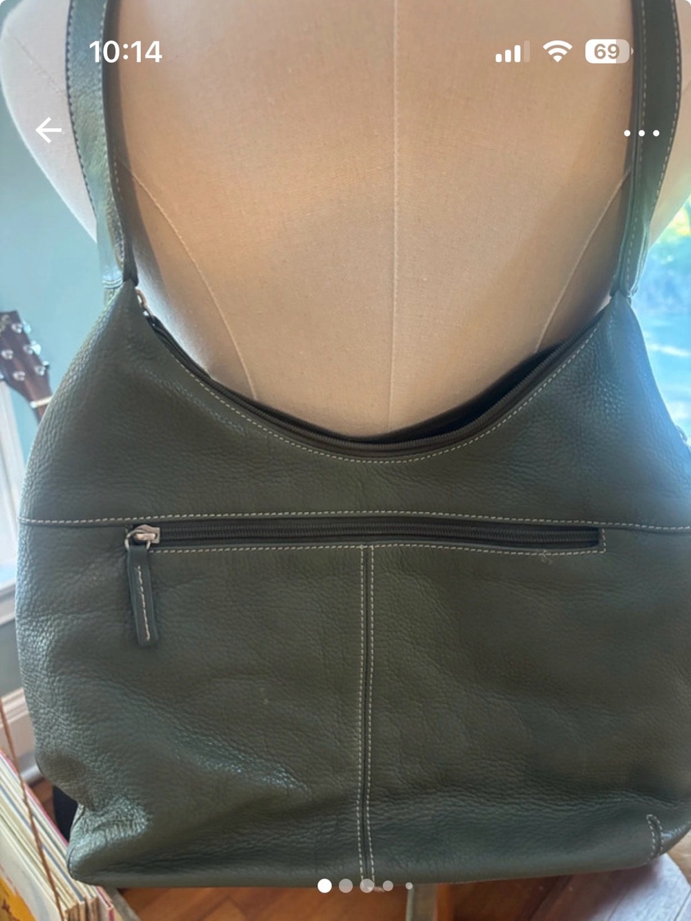 Vintage Y2K Leather Shoulder Bag in Dark Green
